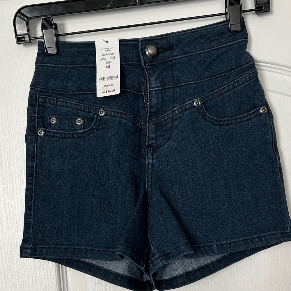 New 2B Bebe Midnight Blue Jean Shorts Sz 25.